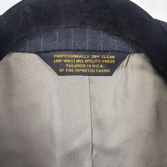 Johnny Carson Charcoal Pinstripe Wool Blazer 42R USA Union Made 1980s - Picture 2 of 4